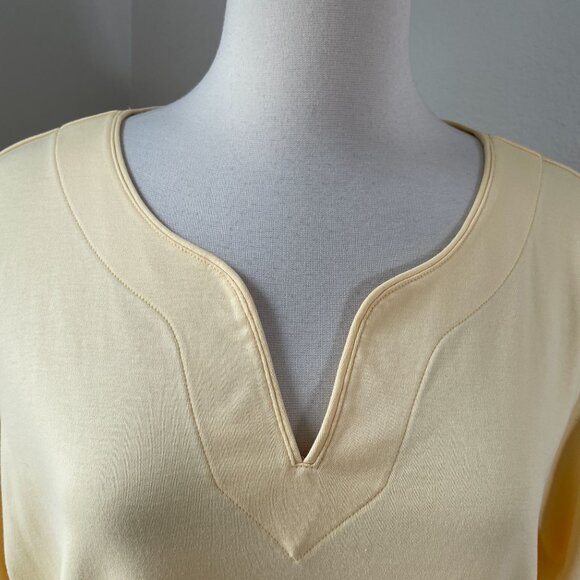 LL Bean Womens Plus 2X Yellow 100% Supima Cotton 3/4 Sleeve Top Shirt - Picture 3 of 9